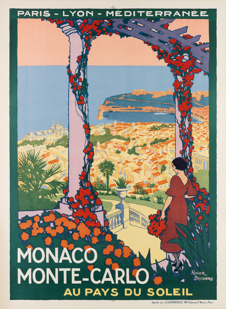 ROGER BRODERS (1883-1953). MONACO MONTE - CARLO. Circa 1920. 42x31 inches, 108x78 cm. J. Langlois, Paris.